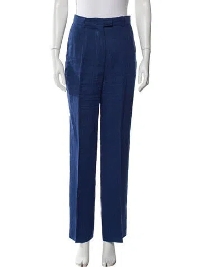 Pre-owned Max Mara Linen Wide Leg Pants In Blue