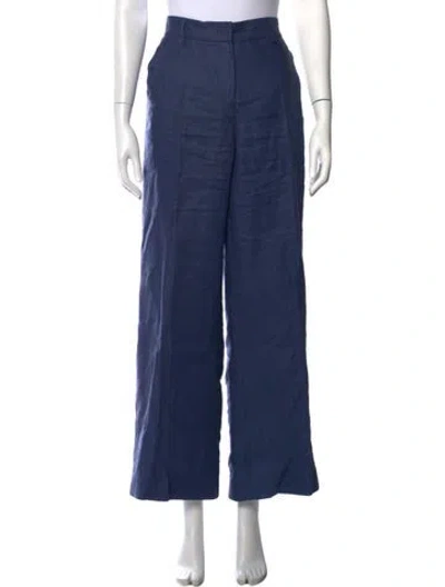 Pre-owned Max Mara Linen Wide Leg Pants In Blue