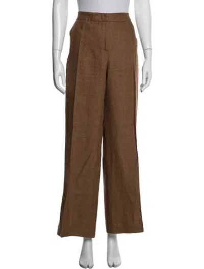 Pre-owned Max Mara Linen Wide Leg Pants In Brown