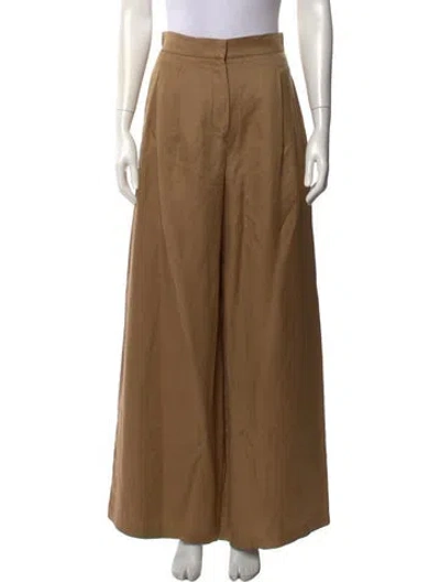 Pre-owned Max Mara Linen Wide Leg Pants In Brown