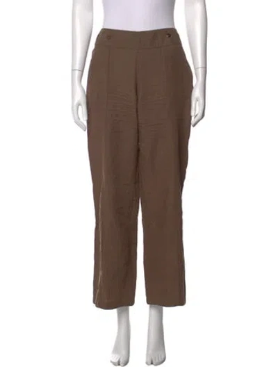 Pre-owned Max Mara Linen Wide Leg Pants In Brown