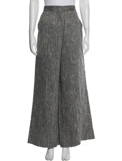 Pre-owned Max Mara Linen Wide Leg Pants In Gray