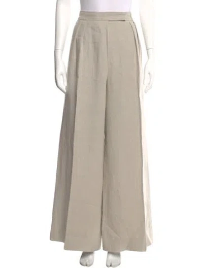 Pre-owned Max Mara Linen Wide Leg Pants In Neutral