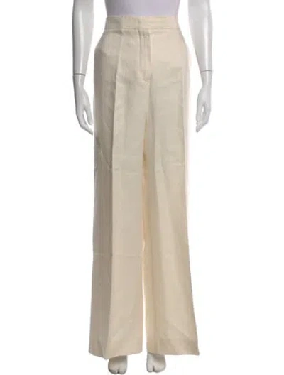 Pre-owned Max Mara Linen Wide Leg Pants In Neutral