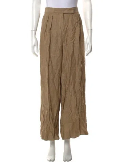 Pre-owned Max Mara Linen Wide Leg Pants In Neutral