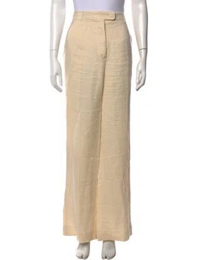 Pre-owned Max Mara Linen Wide Leg Pants In Neutral