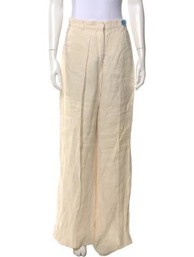 Pre-owned Max Mara Linen Wide Leg Pants In Neutral