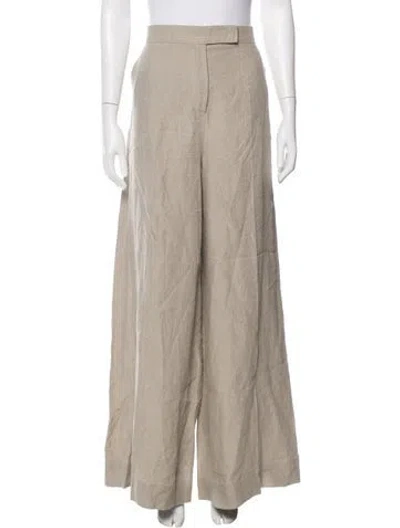 Pre-owned Max Mara Linen Wide Leg Pants In Neutral