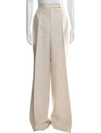 Pre-owned Max Mara Linen Wide Leg Pants In Neutrals