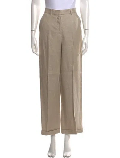 Pre-owned Max Mara Linen Wide Leg Pants In Neutrals
