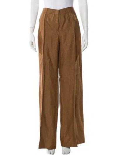 Pre-owned Max Mara Linen Wide Leg Pants W/ Tags In Brown