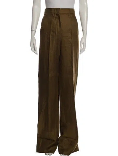 Pre-owned Max Mara Linen Wide Leg Pants W/ Tags In Brown