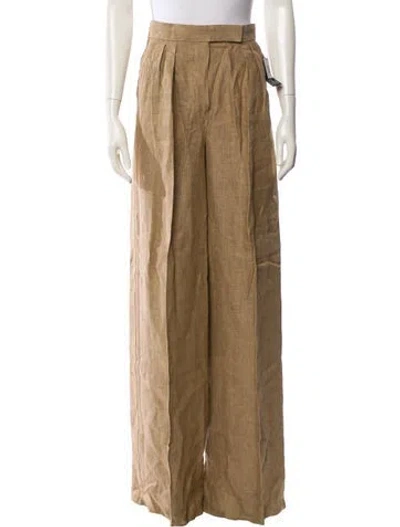 Pre-owned Max Mara Linen Wide Leg Pants W/ Tags In Neutral