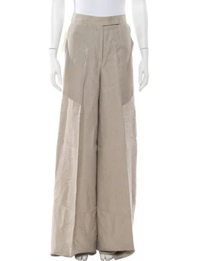 Pre-owned Max Mara Linen Wide Leg Pants W/ Tags In Neutrals