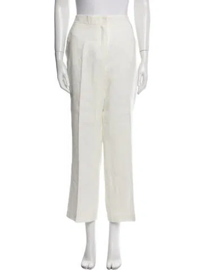 Pre-owned Max Mara Linen Wide Leg Pants In White