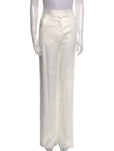 Pre-owned Max Mara Linen Wide Leg Pants In White