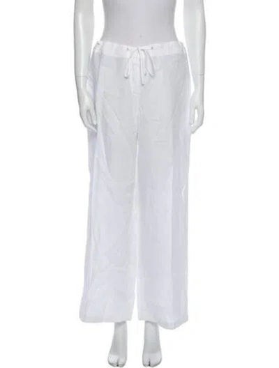 Pre-owned Max Mara Linen Wide Leg Pants In White
