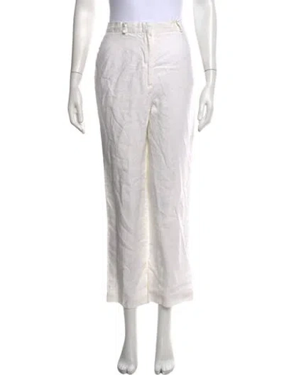 Pre-owned Max Mara Linen Wide Leg Pants In White