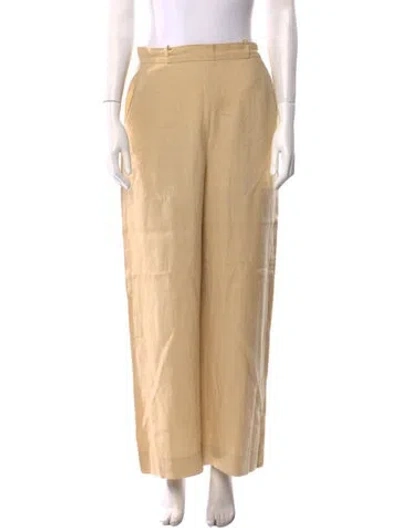 Pre-owned Max Mara Linen Wide Leg Pants In Yellow