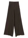 Max Mara Wide-leg Brown Linen Trousers With High Waist Design In Brown