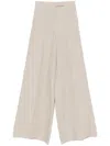 Max Mara Beige Linen Wide-leg Trousers In Neutral
