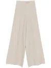 Max Mara Beige Linen Wide-leg Trousers In Neutral