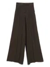 Max Mara Wide-leg Brown Linen Trousers With High Waist Design In Brown