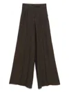 Max Mara Wide-leg Brown Linen Trousers With High Waist Design In Brown
