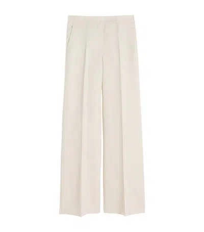 Max Mara Linen Wide-leg Trousers In Beige