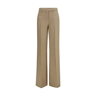 Max Mara Linen Wide-leg Trousers In Brown