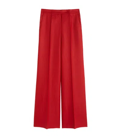 Max Mara Linen Wide-leg Trousers In Red