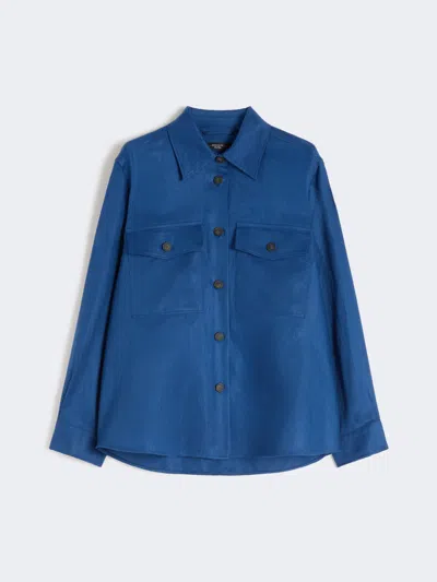 Max Mara Linen Workwear Jacket In Blue