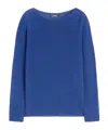 Max Mara Linen Yarn Basic Sweater In Blue