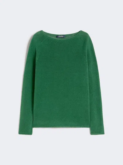 Max Mara Linen Yarn Basic Sweater In Green