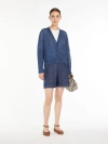 Max Mara Linen Yarn Cardigan In Navy