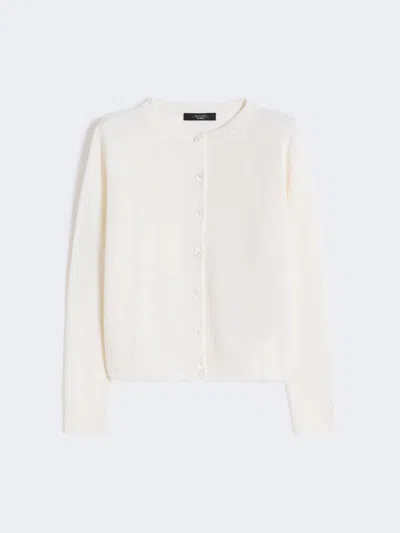 Max Mara Linen Yarn Classic Cardigan In Sand