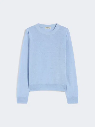 Max Mara Linen Yarn Crew-neck Sweater In Blue