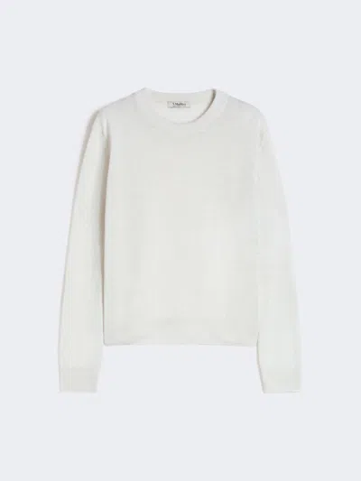 Max Mara Linen Yarn Crew-neck Sweater In White