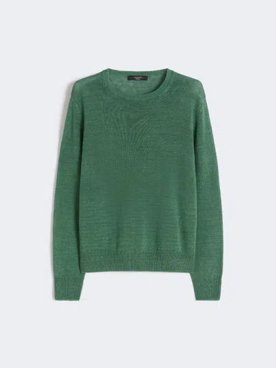 Max Mara Linen Yarn Jumper In Green