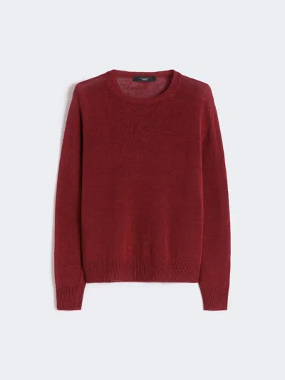 Max Mara Linen Yarn Jumper In Burgundy