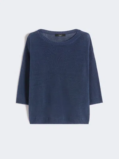 Max Mara Linen Yarn Oversize Jumper In Blue