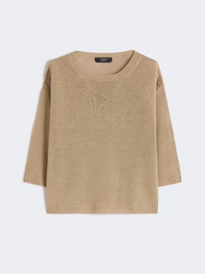 Max Mara Linen Yarn Oversize Jumper In Brown