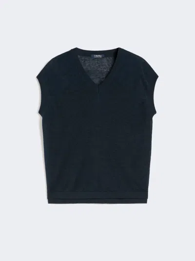 Max Mara Linen Yarn Waistcoat In Blue