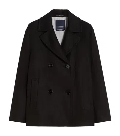 Max Mara Linen-blend Double-breasted Arco Jacket In Black
