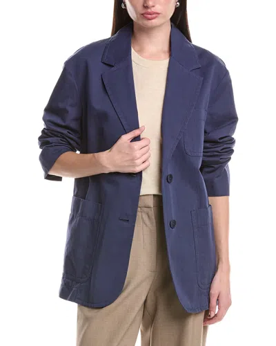 Max Mara Linen-blend Wells Jacket In Blue