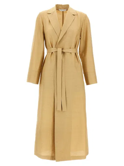 Max Mara Linen-silk Blend Coat In Camel