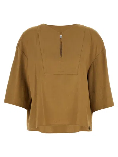 Max Mara Linen-viscose Canvas Blouse In Camel