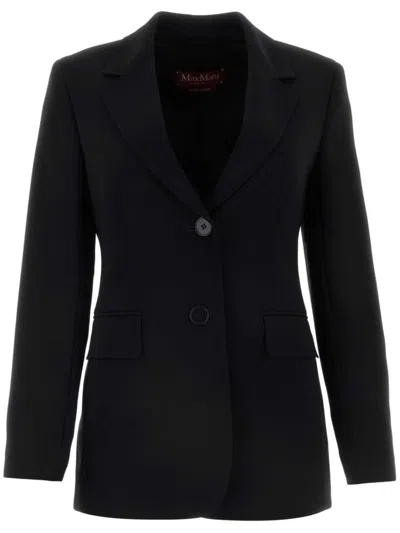Max Mara Single-breasted Blazer In Black Wool