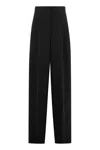 Max Mara Wide Leg Pleated Pants In Black