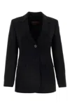 Max Mara Sleek Single-breasted Blazer In Wool Satin Crepe